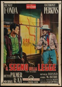 5a963 TIN STAR Italian 1p 1958 different Enzo Nistri art of cowboys Henry Fonda & Anthony Perkins!