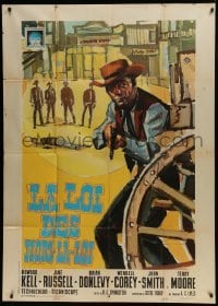 5a977 WACO Italian 1p 1966 different art of cowboy Howard Keel with rifle behind wagon!