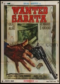 5a978 WANTED SABATA Italian 1p 1970 spaghetti western art of Brad Harris on wanted poster + gun!