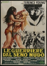 5a980 WAR GODDESS Italian 1p 1973 Casaro art of sexy half-dressed women warriors, The Amazons!