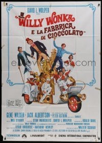 5a989 WILLY WONKA & THE CHOCOLATE FACTORY Italian 1p 1971 cool different art of Gene Wilder & cast!