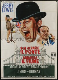 5a338 DON'T RAISE THE BRIDGE, LOWER THE RIVER Italian 2p 1968 wacky art of Jerry Lewis in London!