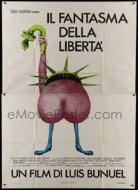 5a407 PHANTOM OF LIBERTY Italian 2p 1984 Luis Bunuel, outrageous erotic Statue of Liberty art!