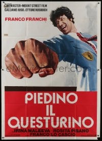 5a408 PIEDINO IL QUESTURINO Italian 2p 1974 great art of policeman Franco Franchi punching!