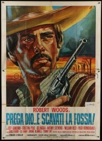 5a409 PRAY TO GOD & DIG YOUR GRAVE Italian 2p 1968 cool spaghetti western art by Mario Piovano!