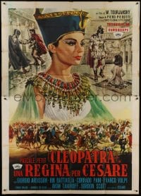 5a415 QUEEN FOR CAESAR Italian 2p 1962 art of sexy Pascale Petit as Cleopatra by Renato Casaro!