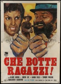5a419 RETURN OF SHANGHAI JOE Italian 2p 1974 Klaus Kinski, Cheen Lie, wacky spaghetti western art!