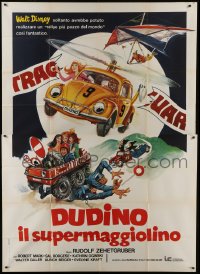5a444 SUPERBUG, THE CRAZIEST CAR IN THE WORLD Italian 2p 1977 Volkswagen Beetle cartoon art!