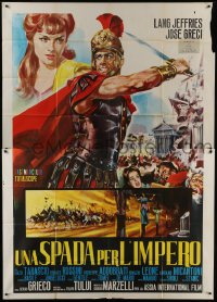 5a446 SWORD OF THE EMPIRE Italian 2p 1964 cool Piovano artwork of Roman soldiers in battle!