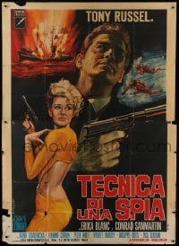 5a449 TARGET GOLD SEVEN Italian 2p 1966 cool Tarantelli art of spy Tony Russell & sexy Erika Blanc!