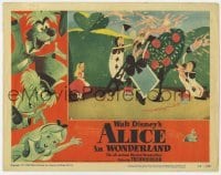 5b533 ALICE IN WONDERLAND LC #2 1951 Disney, Alice watches club playing cards painting tree!