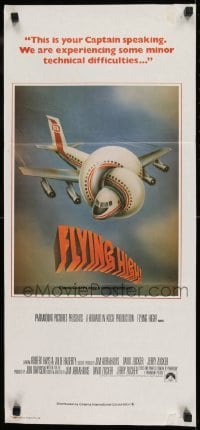 5c546 AIRPLANE Aust daybill 1980 classic zany parody, wacky art, Flying High!