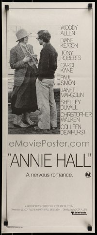 5c550 ANNIE HALL Aust daybill 1977 full-length Woody Allen & Diane Keaton, a nervous romance!