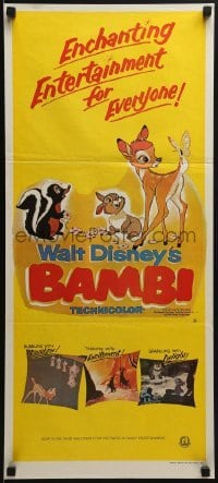 5c554 BAMBI Aust daybill R1979 Walt Disney cartoon deer classic, he's with Thumper, Flower & owl!