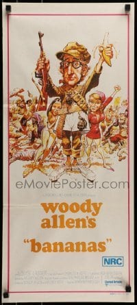 5c555 BANANAS Aust daybill 1972 great artwork of Woody Allen by E.C. Comics artist Jack Davis!