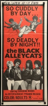 5c566 BLACK ALLEYCATS Aust daybill 1973 so cuddly by day... so deadly by night!