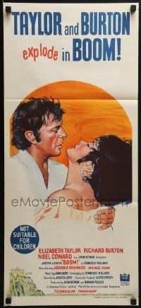 5c580 BOOM Aust daybill 1968 Elizabeth Taylor & Richard Burton, Tennessee Williams drama!