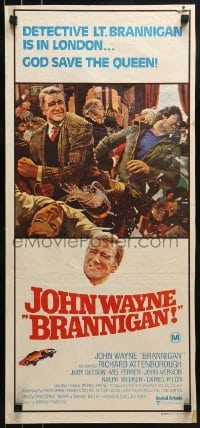 5c584 BRANNIGAN Aust daybill 1975 great Robert McGinnis art of fighting John Wayne in England!