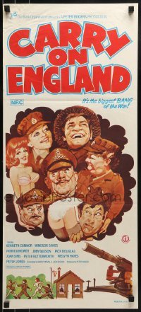 5c598 CARRY ON ENGLAND Aust daybill 1976 the biggest bang of the war, wacky military sex art!