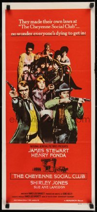 5c612 CHEYENNE SOCIAL CLUB Aust daybill 1970 Jimmy Stewart, Henry Fonda w/guns & ladies of the night!
