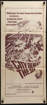 5c615 CITY BENEATH THE SEA Aust daybill 1971 Irwin Allen, Stuart Whitman, brown art style!