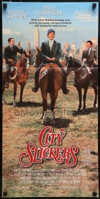5c616 CITY SLICKERS Aust daybill 1991 different image of cowboys Billy Crystal, Stern, Kirby!