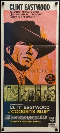 5c623 COOGAN'S BLUFF Aust daybill 1968 art of Clint Eastwood in New York, directed by Don Siegel!