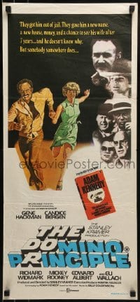 5c647 DOMINO PRINCIPLE Aust daybill 1977 cool art of Gene Hackman & Candice Bergen fleeing!