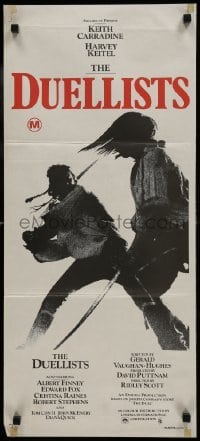 5c653 DUELLISTS Aust daybill 1977 Ridley Scott, Keith Carradine, Harvey Keitel, cool fencing image!