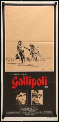 5c686 GALLIPOLI Aust daybill 1981 Peter Weir, Mel Gibson & Mark Lee cross desert on foot!