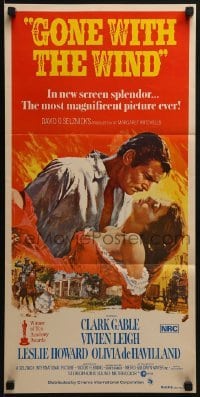 5c691 GONE WITH THE WIND Aust daybill R1970s Clark Gable, Vivien Leigh, all-time classic!