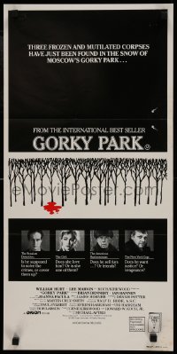 5c693 GORKY PARK Aust daybill 1983 William Hurt, Lee Marvin, cool bloody snow in trees art!