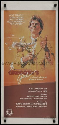 5c697 GREGORY'S GIRL Aust daybill 1982 Bill Forsyth, John Gordon Sinclair, C.D. de Mar art!