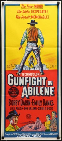 5c701 GUNFIGHT IN ABILENE Aust daybill 1967 art of cowboy Bobby Darin in a showdown!