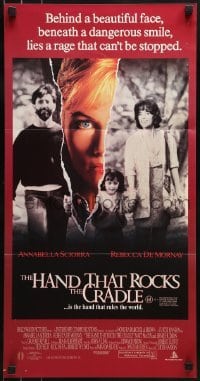 5c704 HAND THAT ROCKS THE CRADLE Aust daybill 1992 directed by Curtis Hanson, bad Rebecca De Mornay