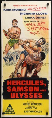 5c715 HERCULES, SAMSON, & ULYSSES Aust daybill 1965 Pietro Francisci sword & sandal action!