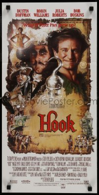 5c717 HOOK Aust daybill 1991 artwork of pirate Dustin Hoffman & Robin Williams by Drew Struzan!