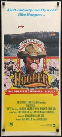 5c718 HOOPER Aust daybill 1978 duotone art of stunt man Burt Reynolds plus car jumping ravine!