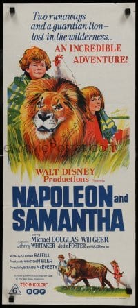 5c797 NAPOLEON & SAMANTHA Aust daybill 1972 Disney, very 1st Jodie Foster, different art of lion!
