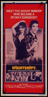 5c804 NIGHT SHIFT Aust daybill 1982 cool image of Henry Winkler & Shelley Long in sexy lingerie!