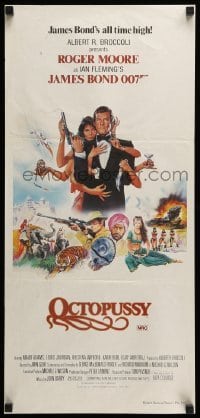 5c813 OCTOPUSSY Aust daybill 1983 art of Maud Adams & Roger Moore as James Bond by Daniel Goozee!