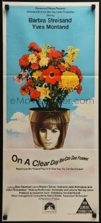 5c819 ON A CLEAR DAY YOU CAN SEE FOREVER Aust daybill 1970 art of Barbra Streisand in flower pot!