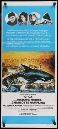 5c825 ORCA Aust daybill 1977 wild artwork of attacking Killer Whale by John Berkey!
