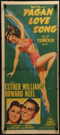 5c833 PAGAN LOVE SONG Aust daybill 1950 art of sexy Esther Williams swimming!
