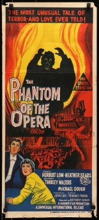 5c847 PHANTOM OF THE OPERA Aust daybill 1962 Hammer horror, Herbert Lom, different artwork!