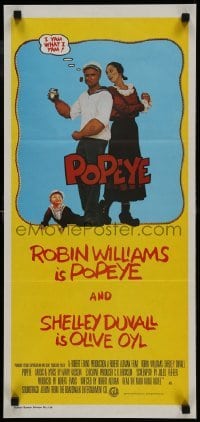 5c856 POPEYE Aust daybill 1980 Altman, Robin Williams & Shelley Duvall as Segar's characters!