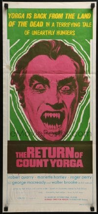 5c866 RETURN OF COUNT YORGA Aust daybill 1971 Robert Quarry, AIP vampires, wild monster art!