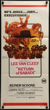 5c867 RETURN OF SABATA Aust daybill 1972 cool art of Lee Van Cleef with bizarre pistol!
