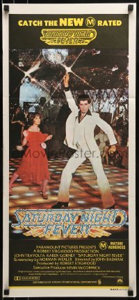 5c882 SATURDAY NIGHT FEVER Aust daybill 1977 disco dancer John Travolta & Karen Gorney, M-rated!