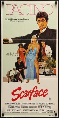 5c883 SCARFACE Aust daybill 1983 art of Al Pacino as Tony Montana, Michelle Pfeiffer!